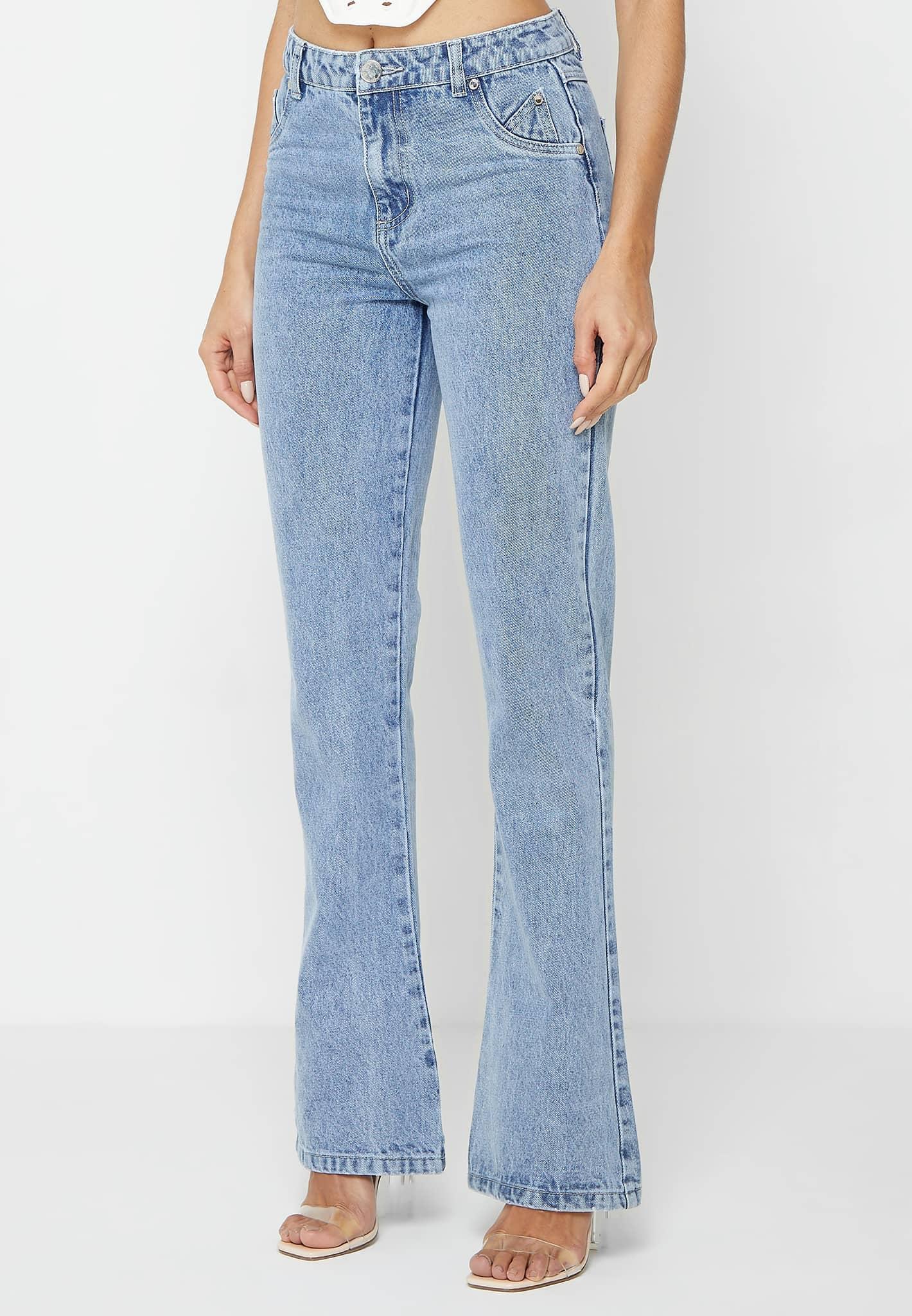 Mid Rise Flared Jeans - Mid Blue Female Product Image