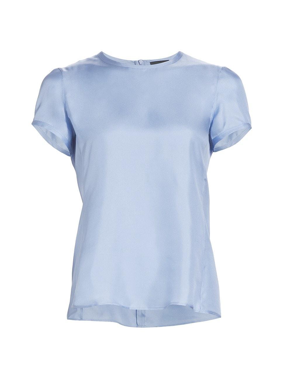 Womens Cap-Sleeve Silk Blouse Product Image