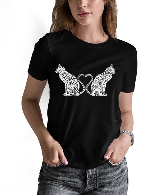 La Pop Art Womens Word Art Cat Tail Heart T-Shirt Product Image