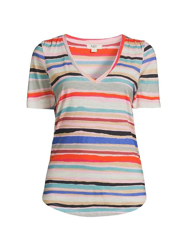 Womens Painted Stripes V-Neck T-Shirt Product Image