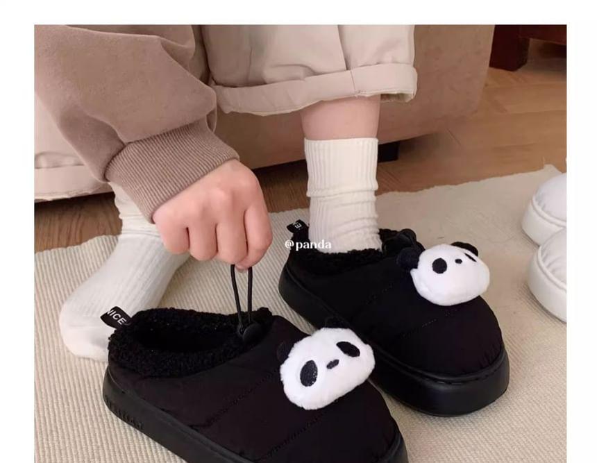 Panda Fleece-Lined Drawstring Slippers Product Image