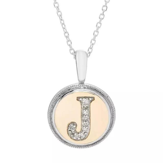 Its Personal 14k Gold Over Sterling Silver Diamond Accent Initial Pendant Necklace, Womens Two Tone J Product Image