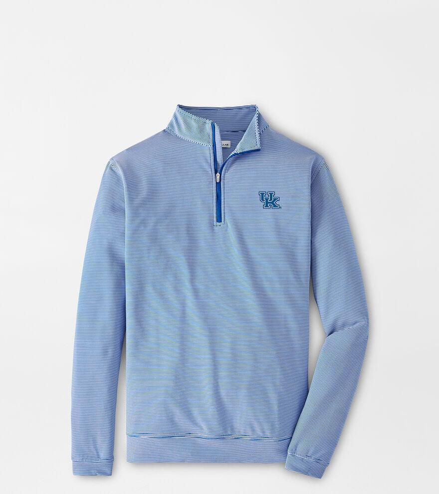 Peter Millar Mens Kentucky Sugar Stripe Performance Quarter-Zip | Color: Blue / White | Size: 3XL | UK Product Image