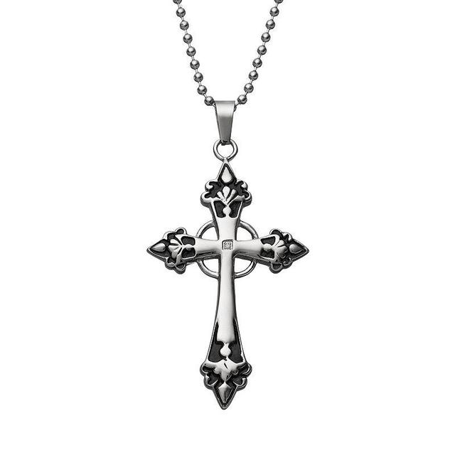 Diamond Accent Stainless Steel Cross Pendant Necklace - Men, Mens White Product Image