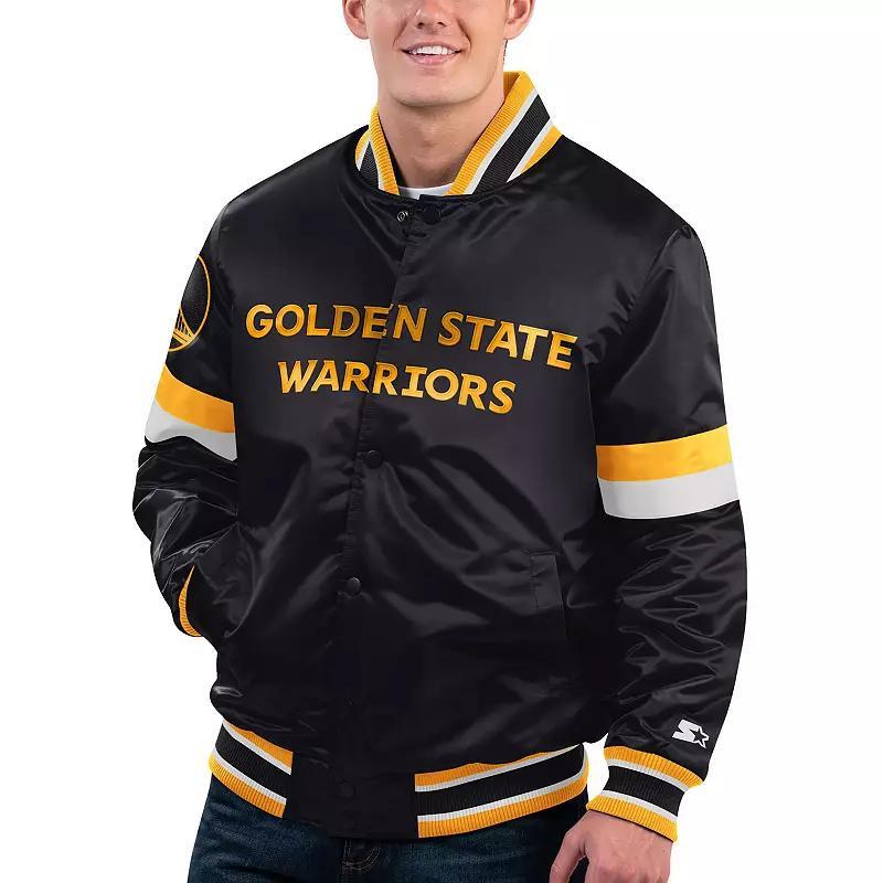 Mens Starter Golden State Warriors Home Game Satin Full-Snap Varsity Jacket Product Image