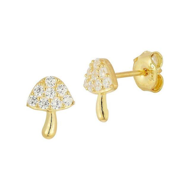 Sunkissed Sterling Cubic Zirconia Mushroom Stud Earrings, Womens, Gold Tone Product Image