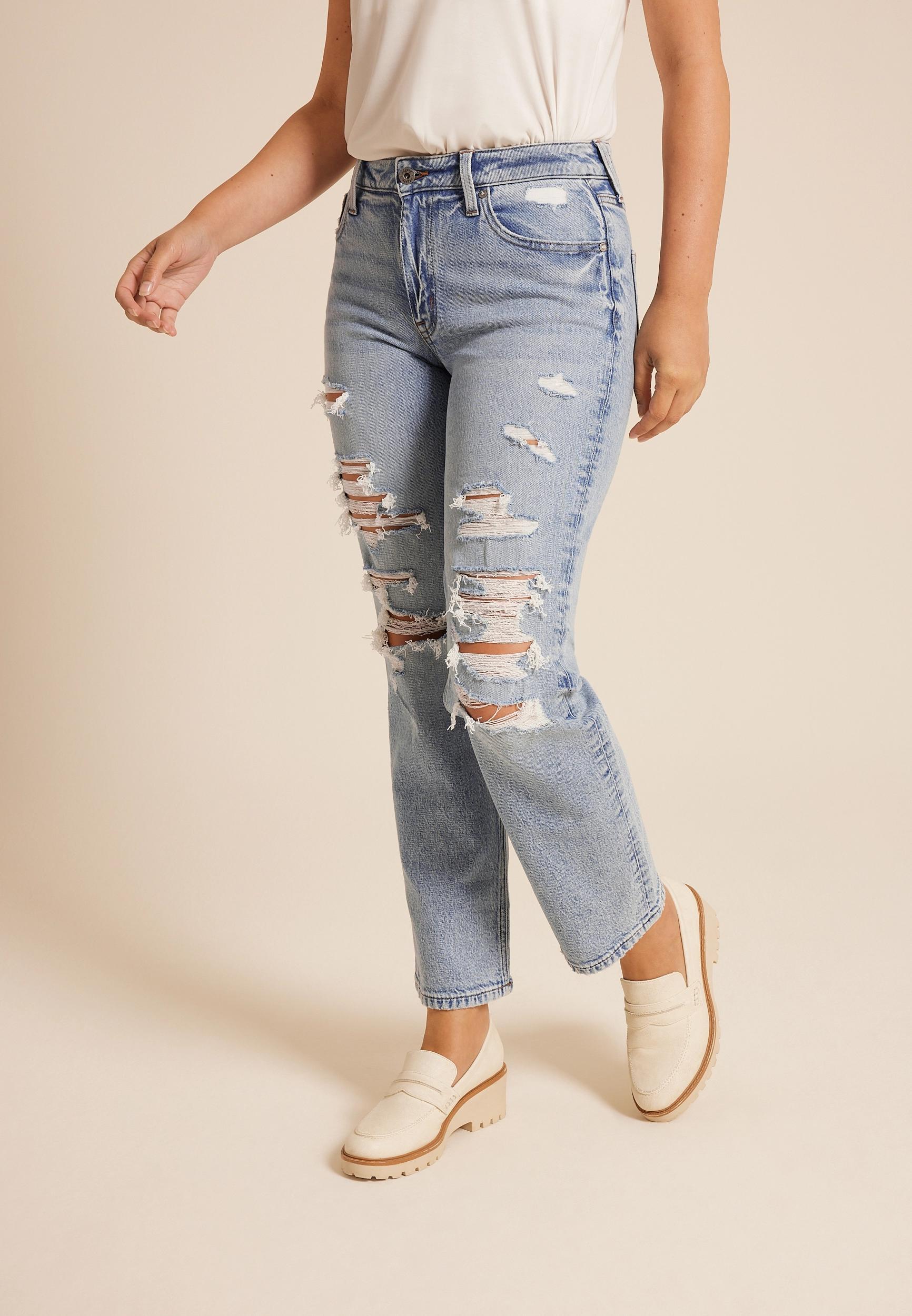 edgely™ High Rise Ripped Relaxed Straight Ankle Jean Product Image