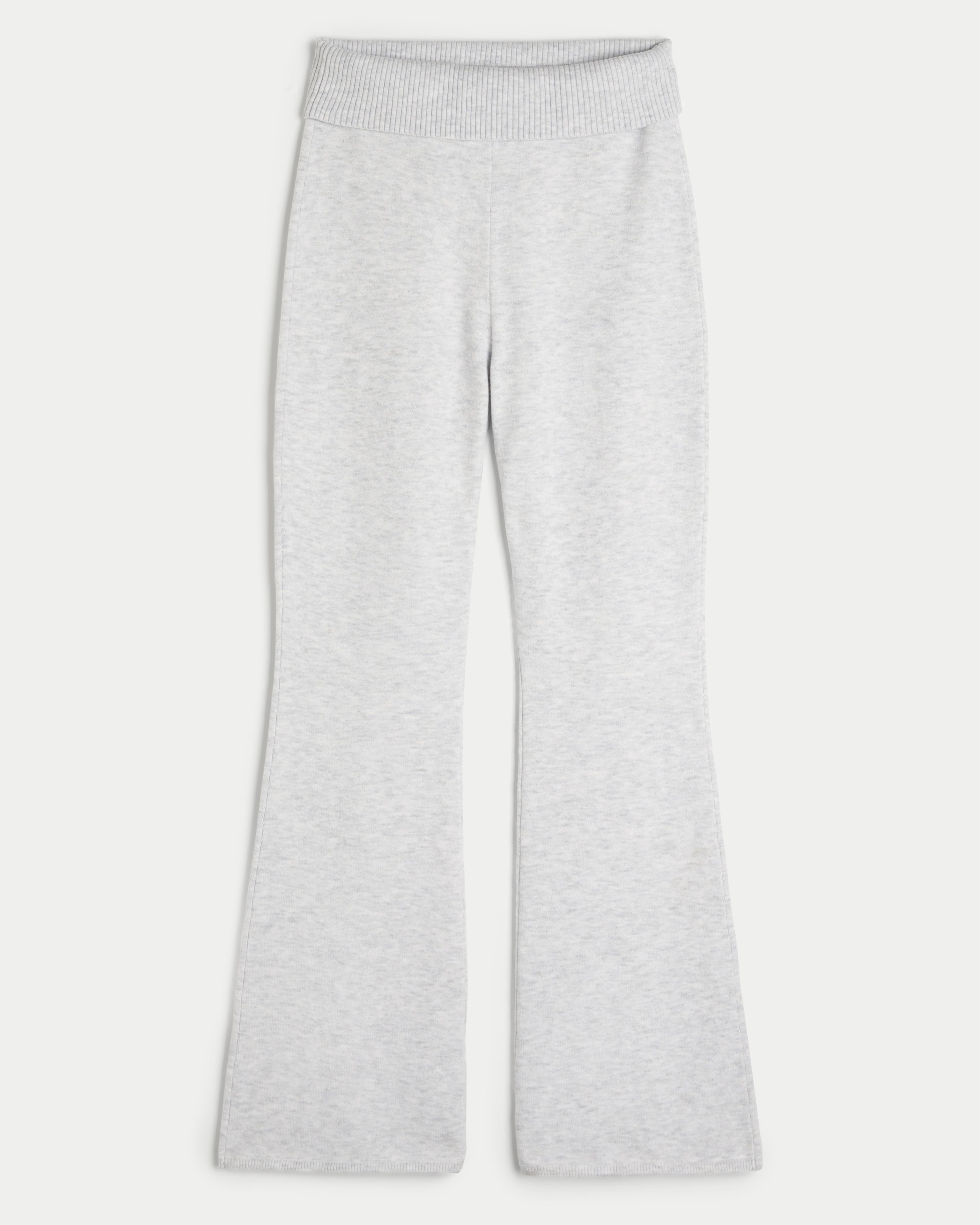 Gilly Hicks Sweater-Knit Foldover Waist Flare Pants Product Image