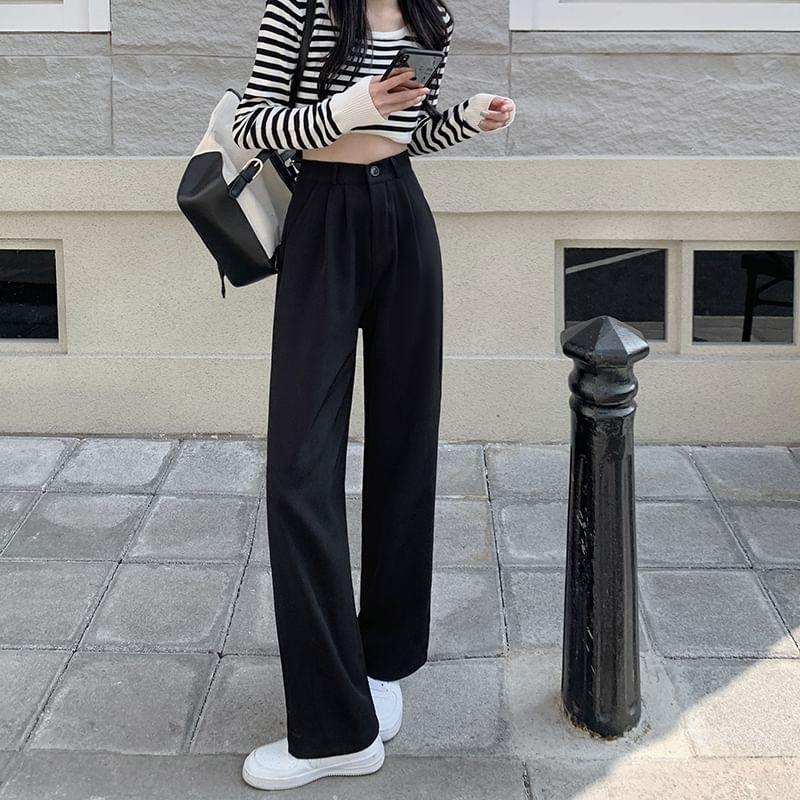 High Waist Wide Leg Dress Pants Product Image