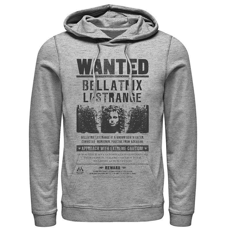 Mens Harry Potter Bellatrix Lestrange Wanted Poster Graphic Pullover Hoodie Athletic Grey Product Image