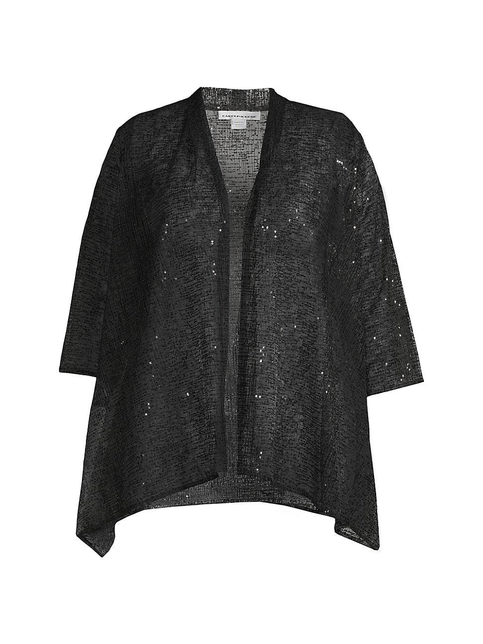 Plus Size Metallic Sequin Mesh Cardigan Product Image