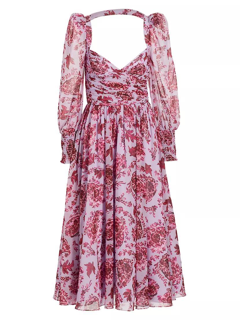 Floral Long-Sleeve Midi-Dress Product Image