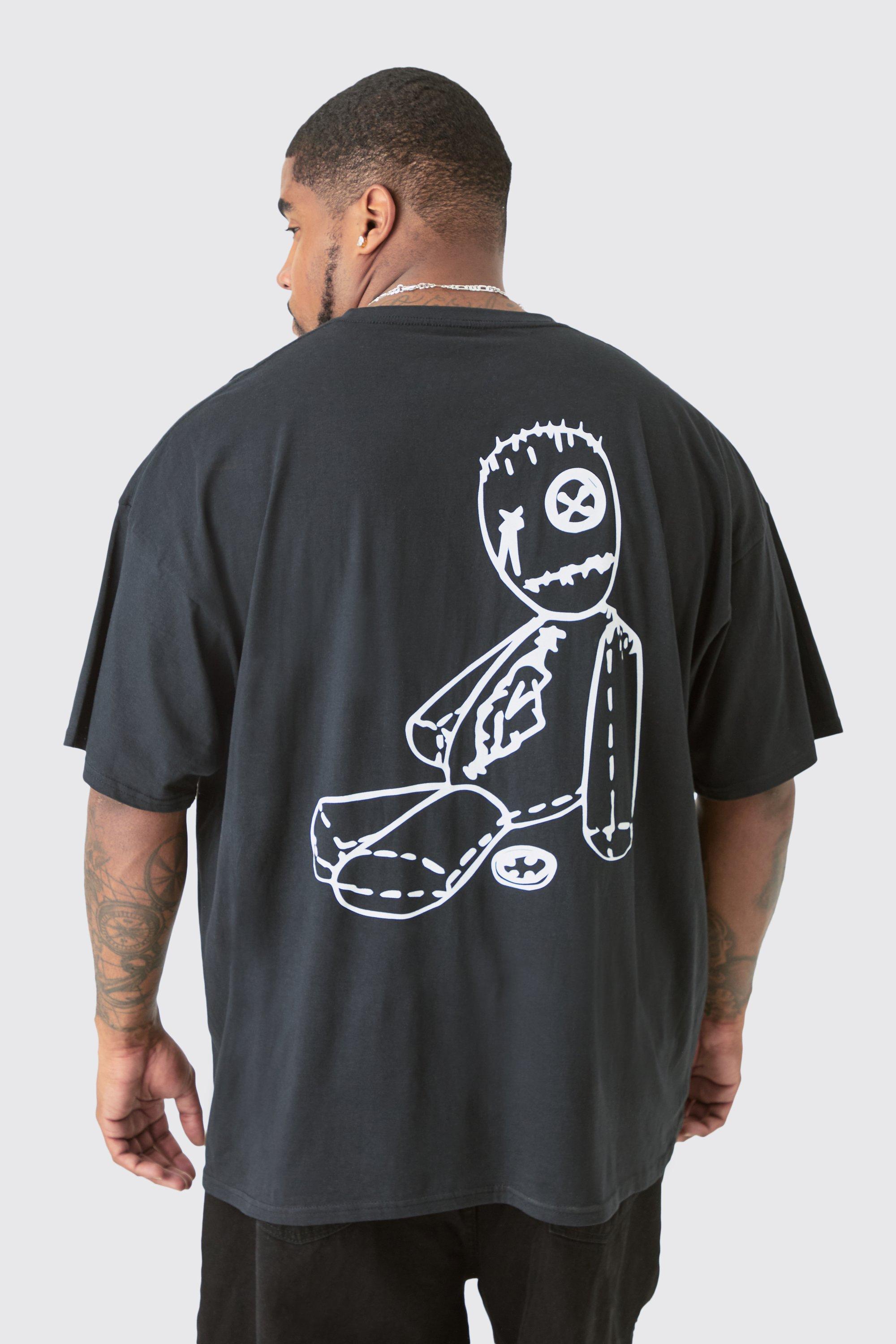 Mens Black Plus Korn License Front & Back Print T-shirt, Black Product Image