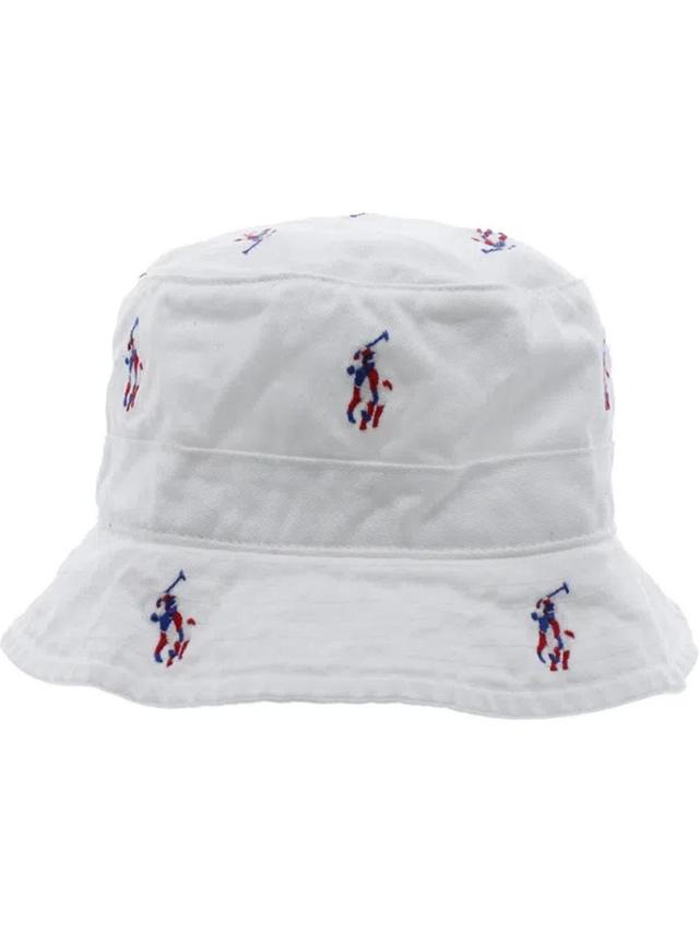 Mens Twill Embroidered Bucket Hat In White Product Image