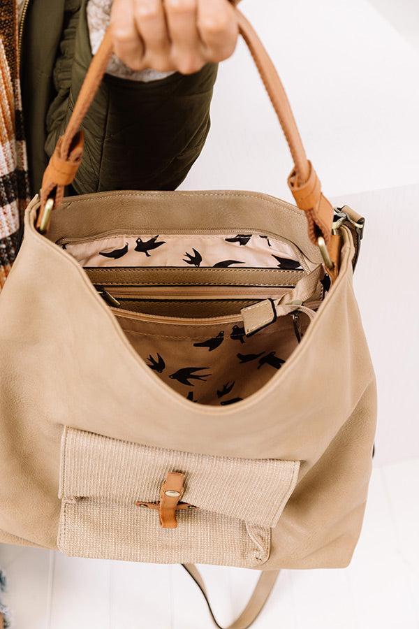 In Fashion Faux Leather Tote In Taupe Product Image