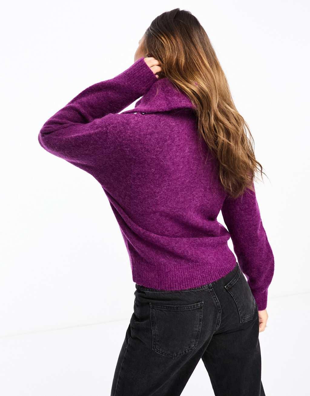 & Other Stories alpaca wool sweater with wide button front collar Product Image