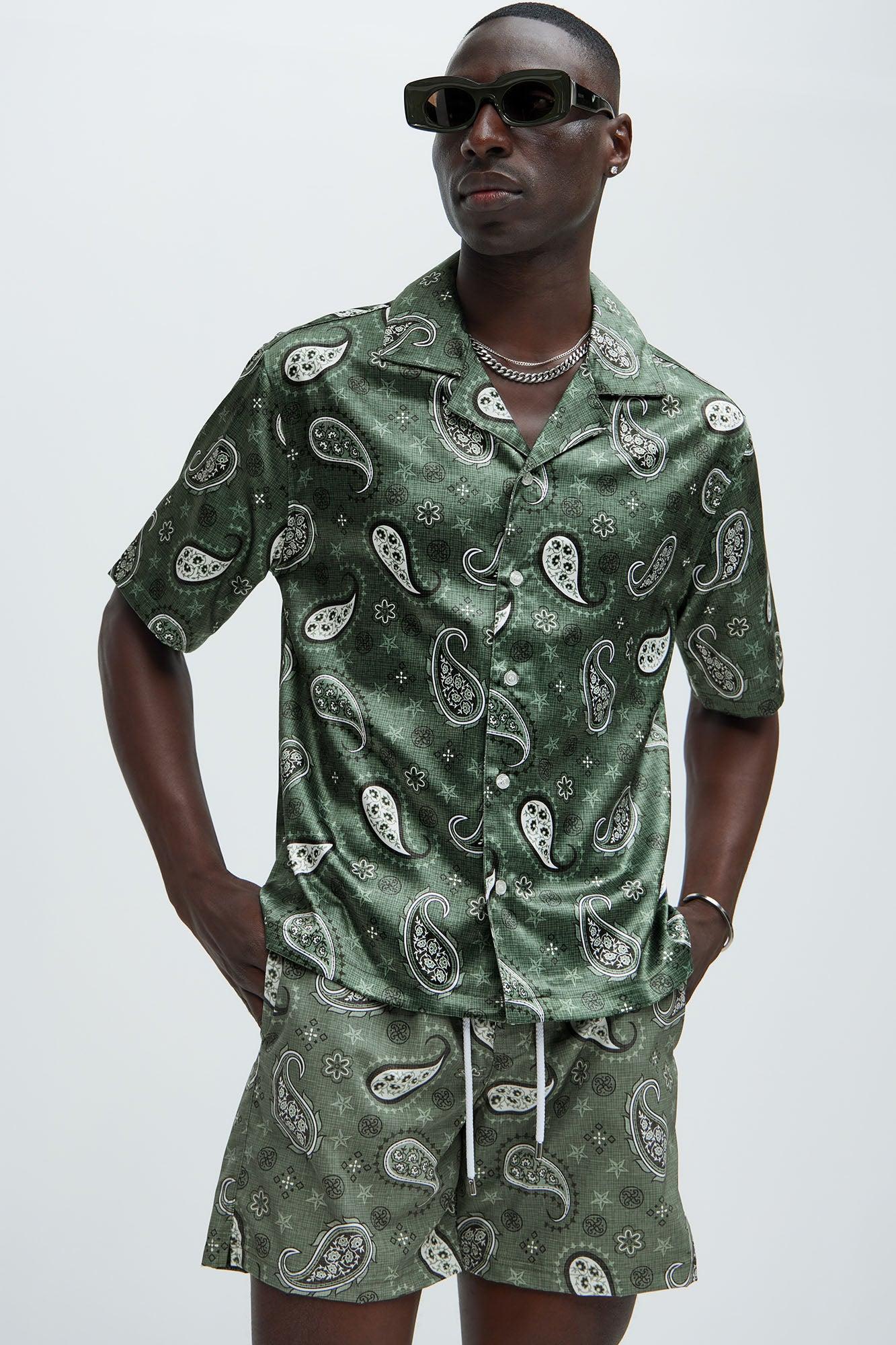 Claret Paisley Shirt - Green/combo Product Image