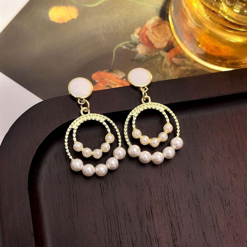 Faux Pearl Hoop Alloy Drop Earring Product Image