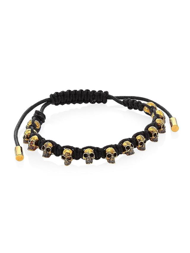 Mens Skull Leather Corded Bracelet Product Image