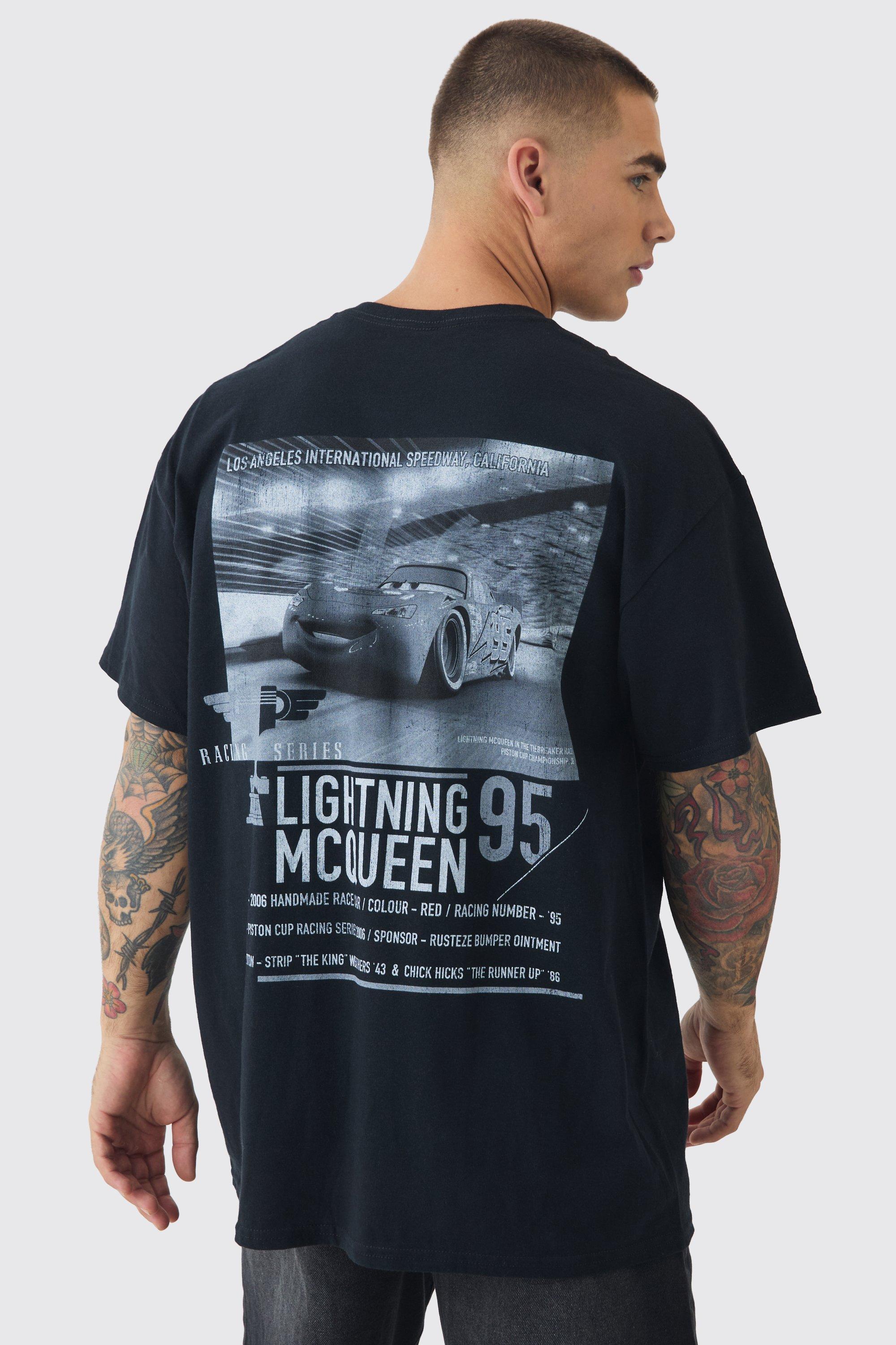 Oversized Disney Cars License Back Print T-shirt | boohooMAN USA Product Image