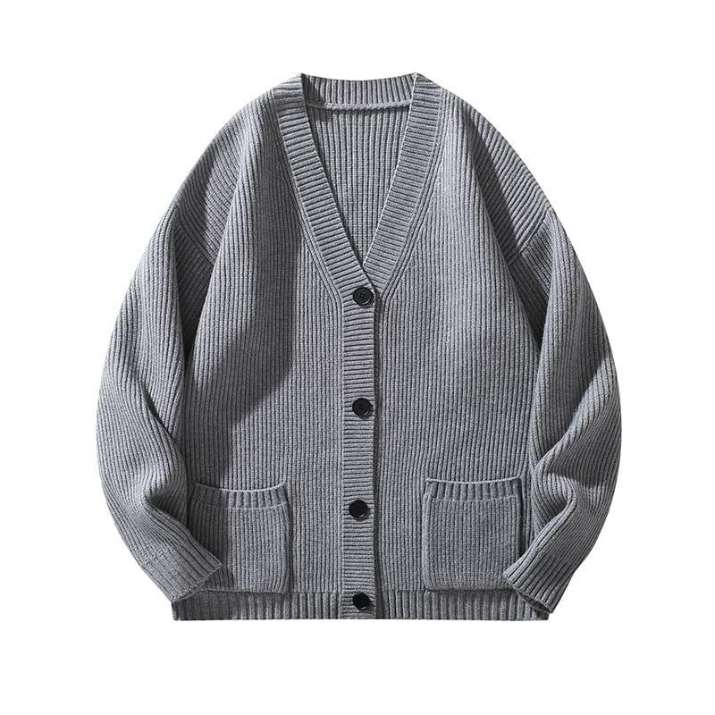 V-Neck Ribbed Cardigan Product Image