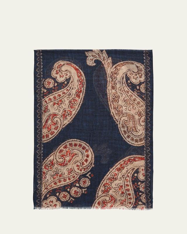 Mens Cashmere Paisley-Print Scarf Product Image