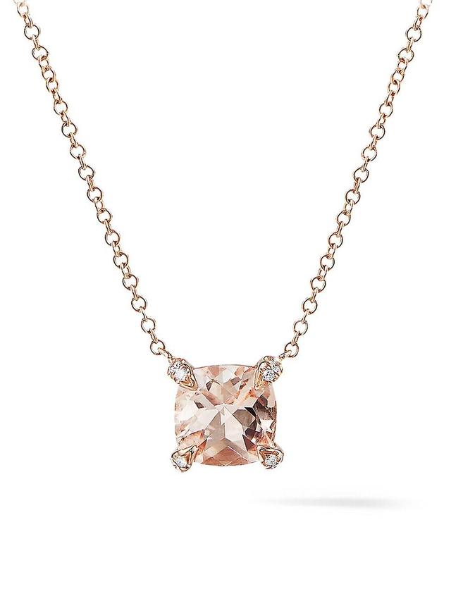 Womens Chtelaine Pendant Necklace with Diamonds in 18K Rose Gold with Morganite Product Image