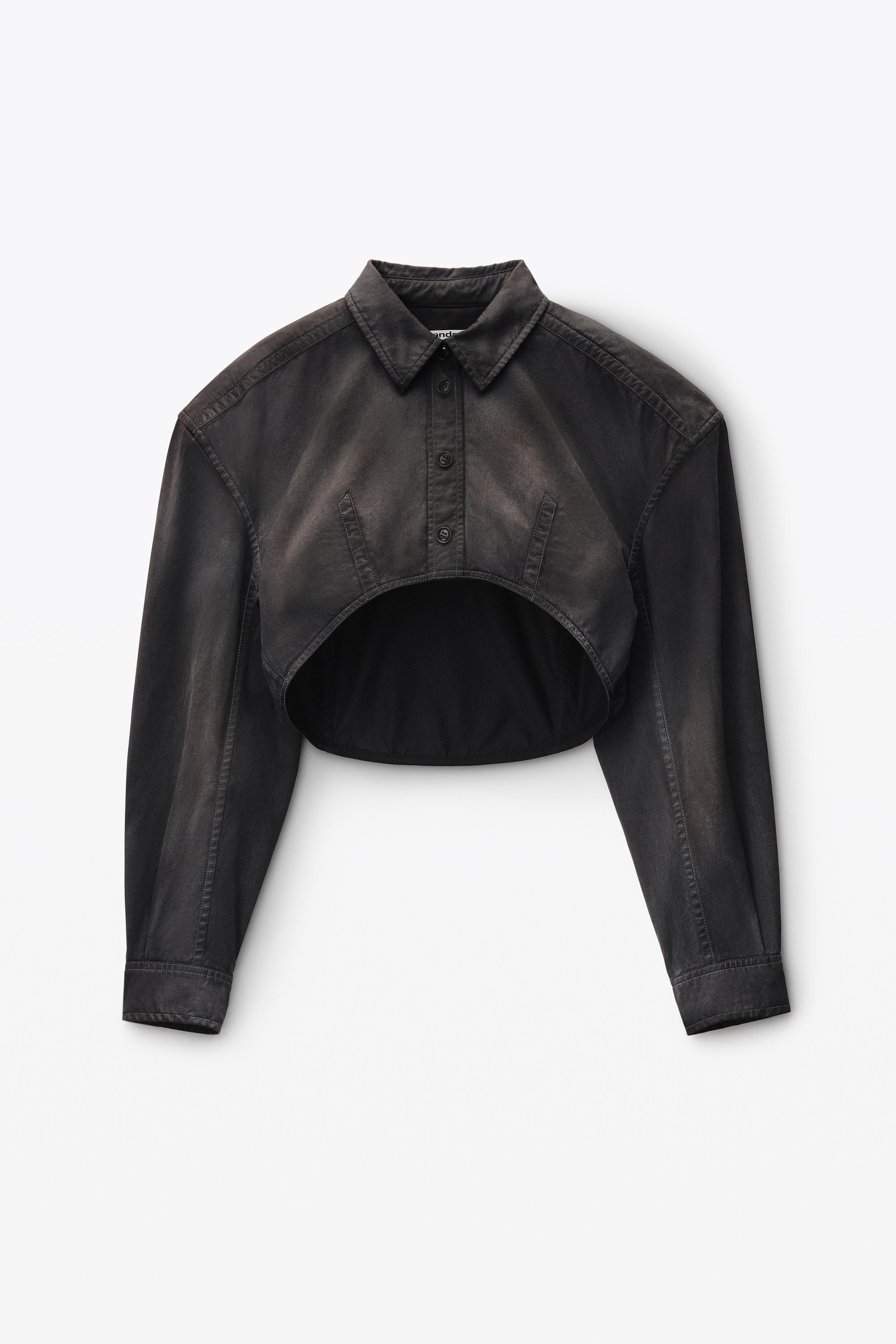 Curved Cropped Shirt In Cotton Twill Product Image