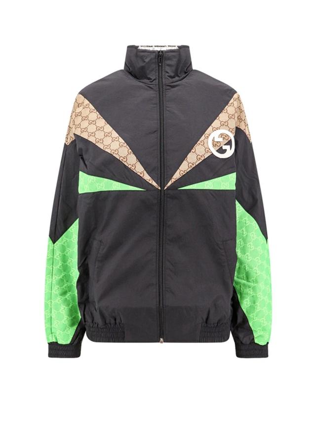 Nylon Zip Jacket In Black,multicolor Product Image