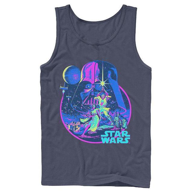 Mens Star Wars Bright Classic Neon Poster Art Tank Top Blue Product Image