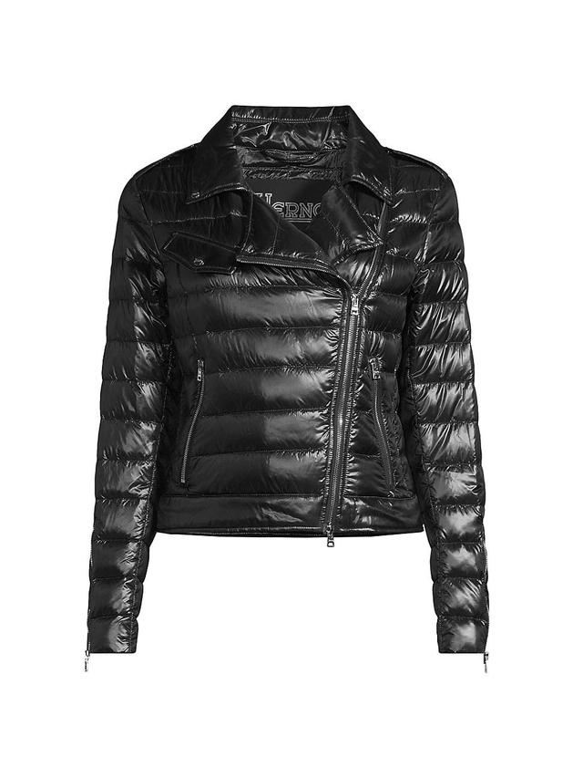 Womens Quilted Down Moto Jacket Product Image