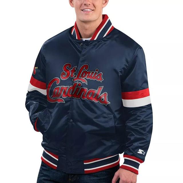 Mens Starter St. Louis Cardinals Home Game Satin Full-Snap Varsity Jacket Blue Product Image