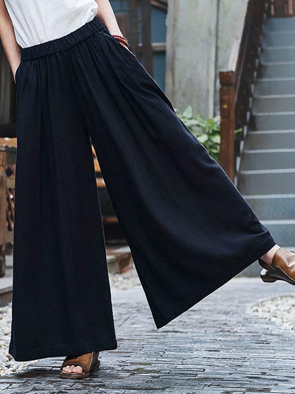 Loose Wide-leg Linen Pants Product Image