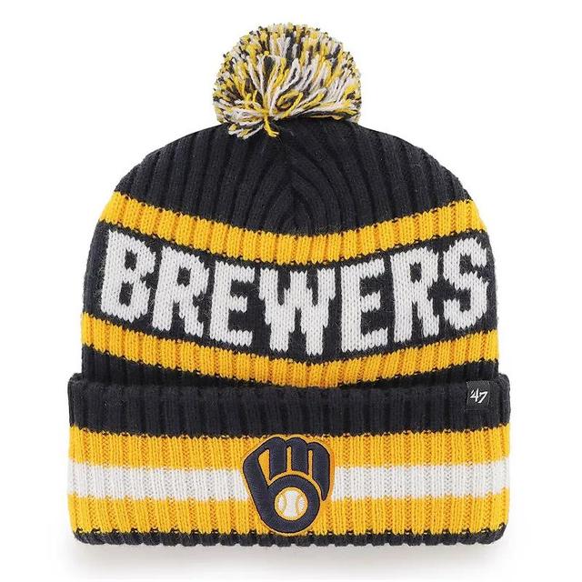 Mens 47 Milwaukee Brewers Bering Cuffed Knit Hat with Pom, Blue Product Image