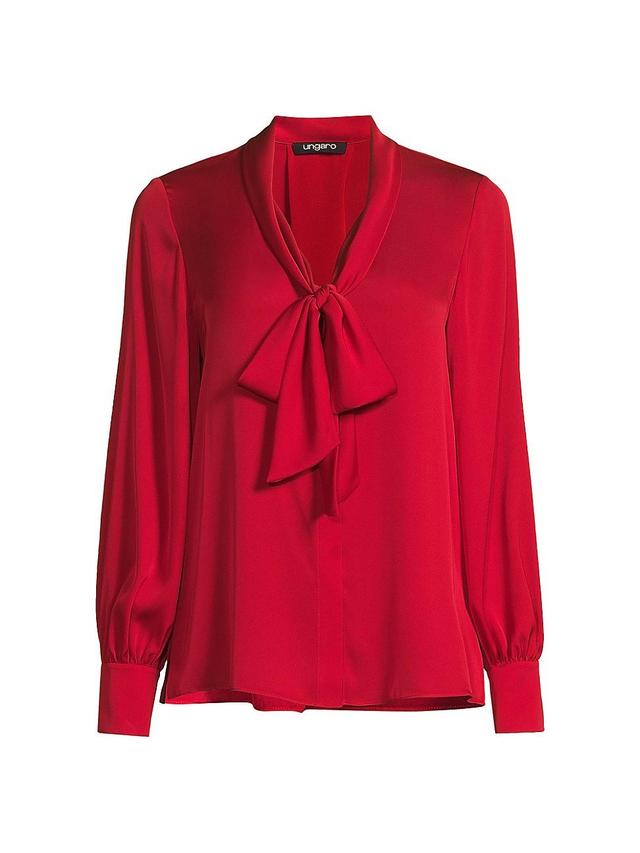 Womens Ella Silk-Blend Tie-Neck Blouse Product Image