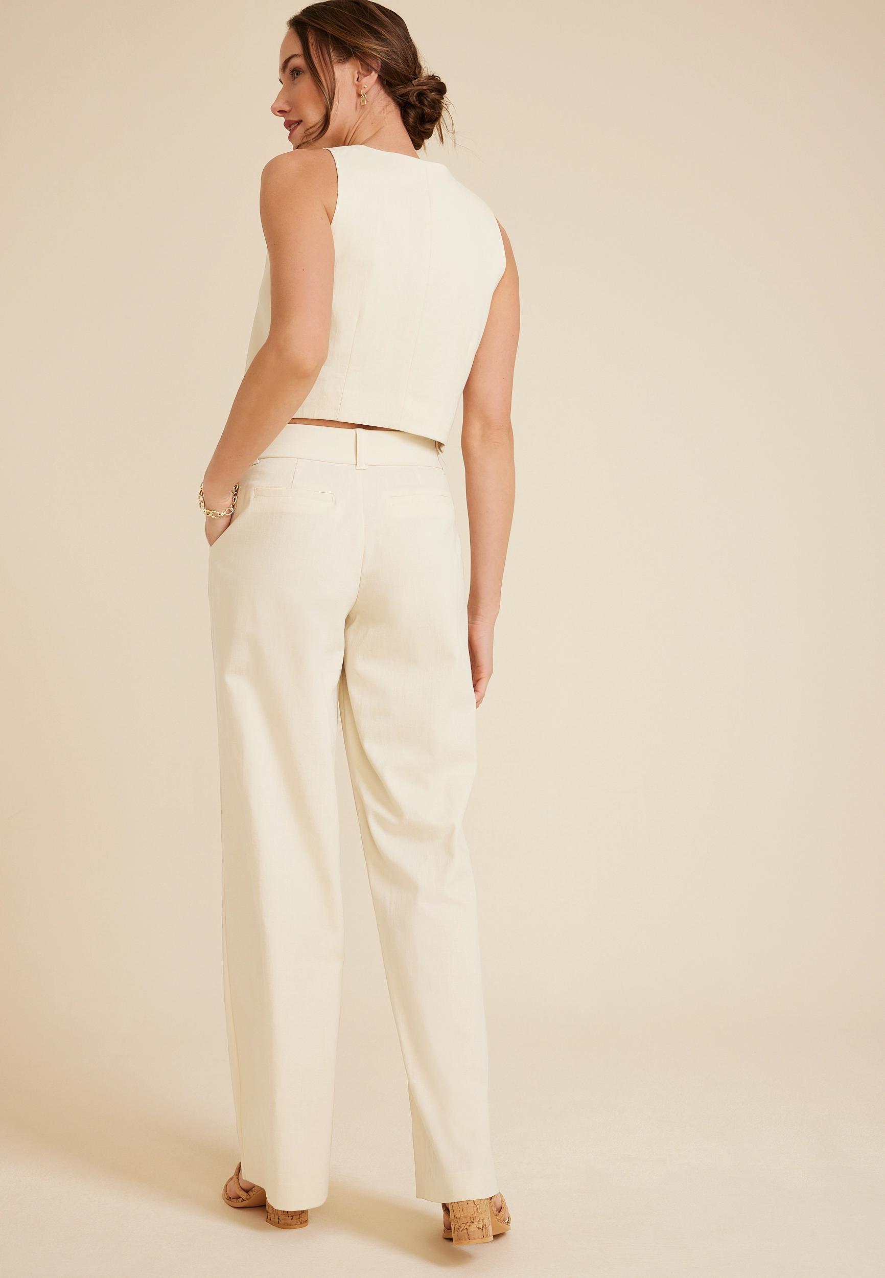 Idealist Linen High Rise Wide Leg Dress Pant Product Image