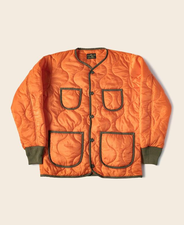 Military Style Quilted Padded Ripstop Nylon Jacket - Orange Product Image