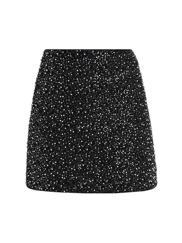 Womens Beaded Tweed Miniskirt Product Image