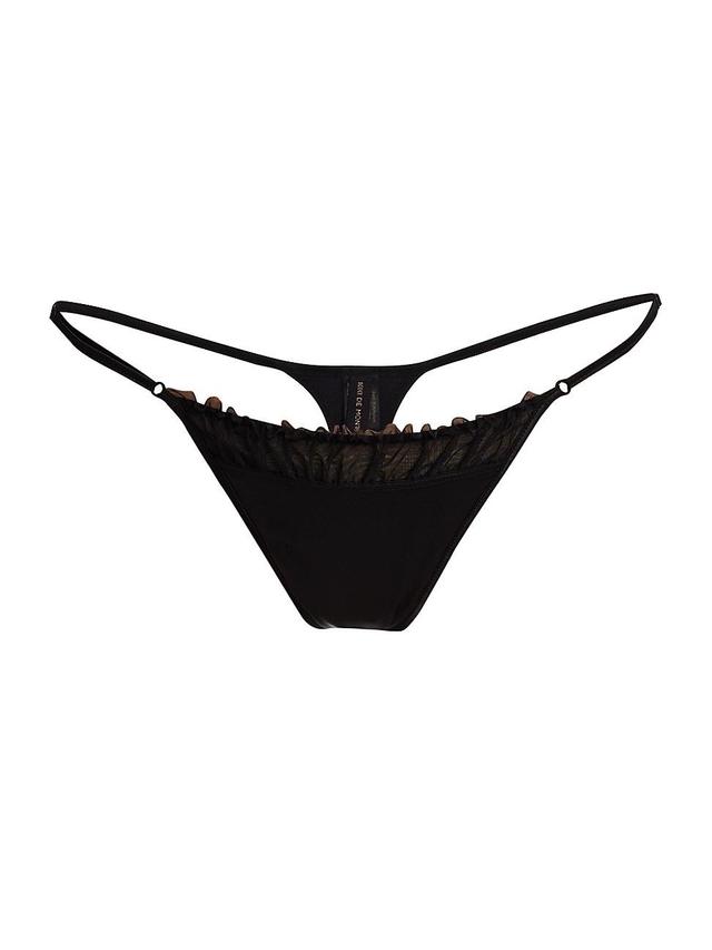 Womens Ruched Tulle Thong Product Image