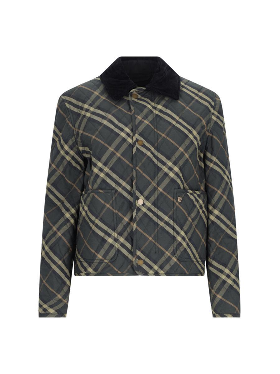 BURBERRY Check Printed Quilted Jacket In Green Product Image