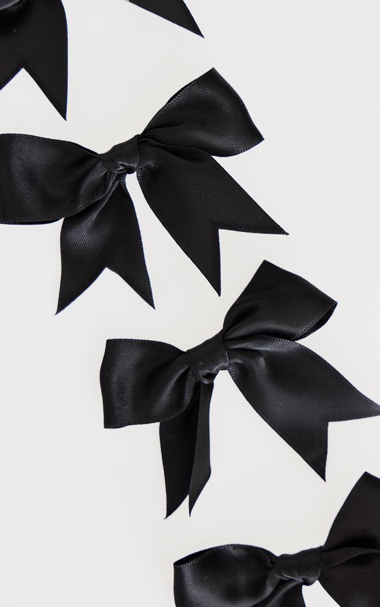 Black Satin 4 Pack Bow Hair Clips Product Image