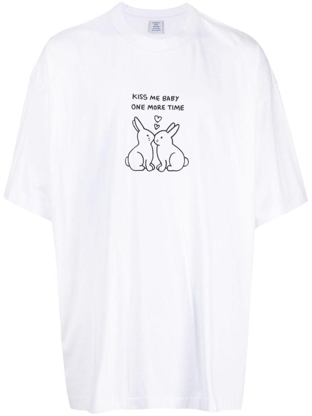 Kissing Bunnies Round-neck T-shirt In Weiss Product Image