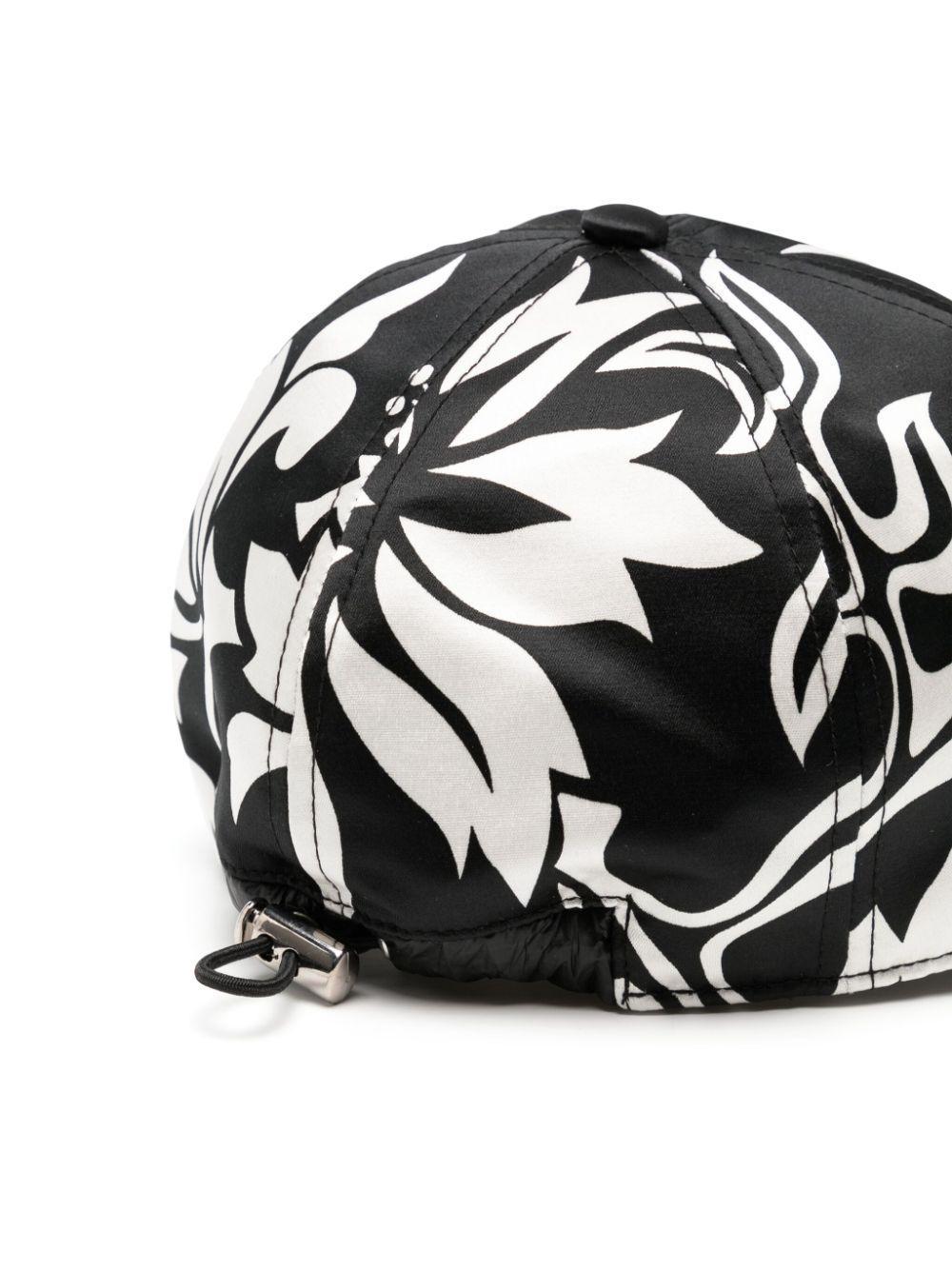 Floral-print Cap In Black Product Image