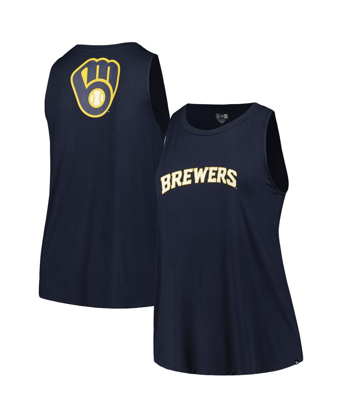 Womens New Era Navy Milwaukee Brewers Plus Size Tank Top Product Image