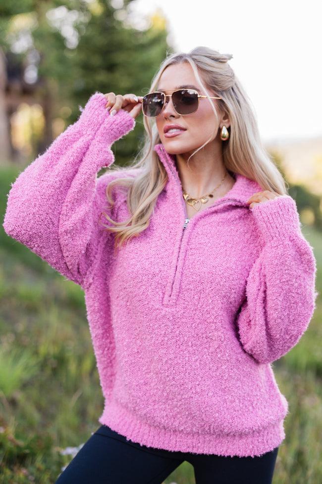 Signature Move Rose Fuzzy Quarter Zip Pullover Product Image