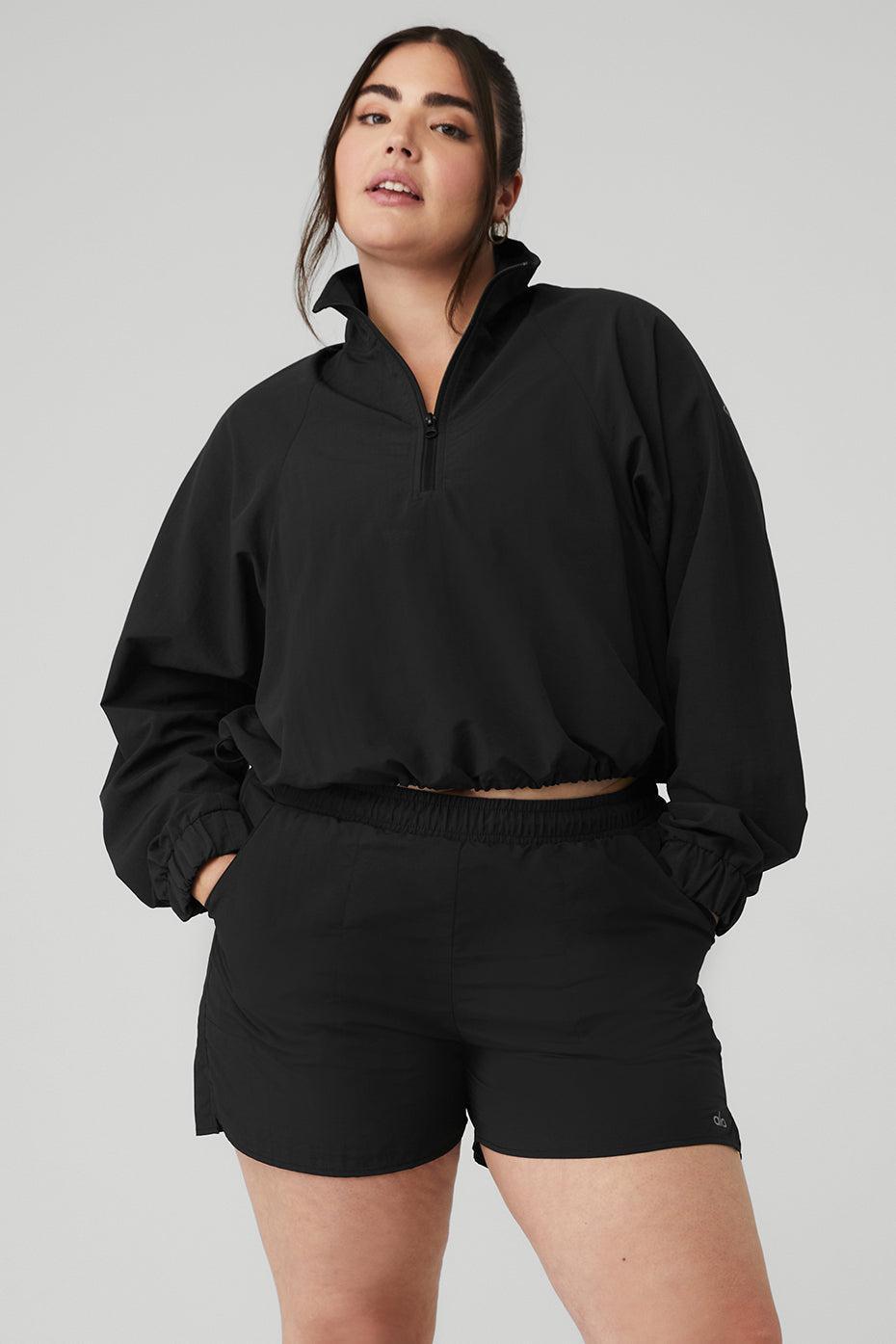 Cropped 1/4 Zip Alumni Pullover - Black Female Product Image