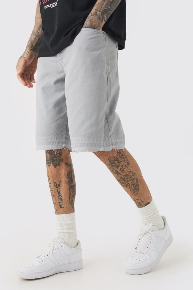 Tall Fixed Waist Raw Hem Relaxed Gusset Shorts | boohooMAN USA Product Image