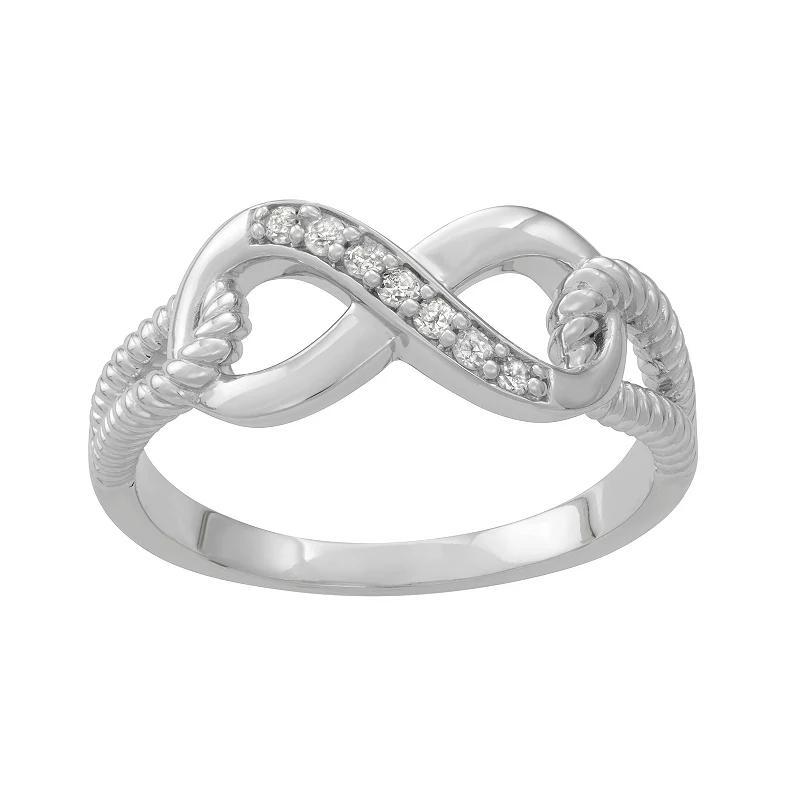 HDI Sterling Silver 1/10 Carat T.W. Diamond Infinity Promise Ring, Womens Product Image