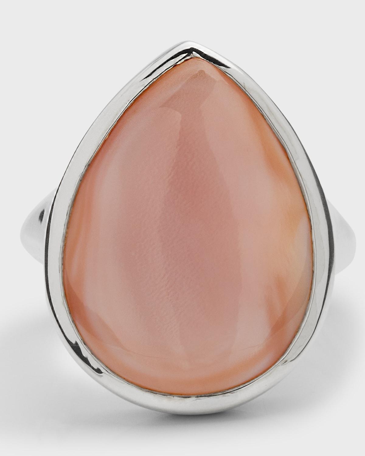 Womens Ondine Sterling Silver & Brown Shell Teardrop Ring Product Image