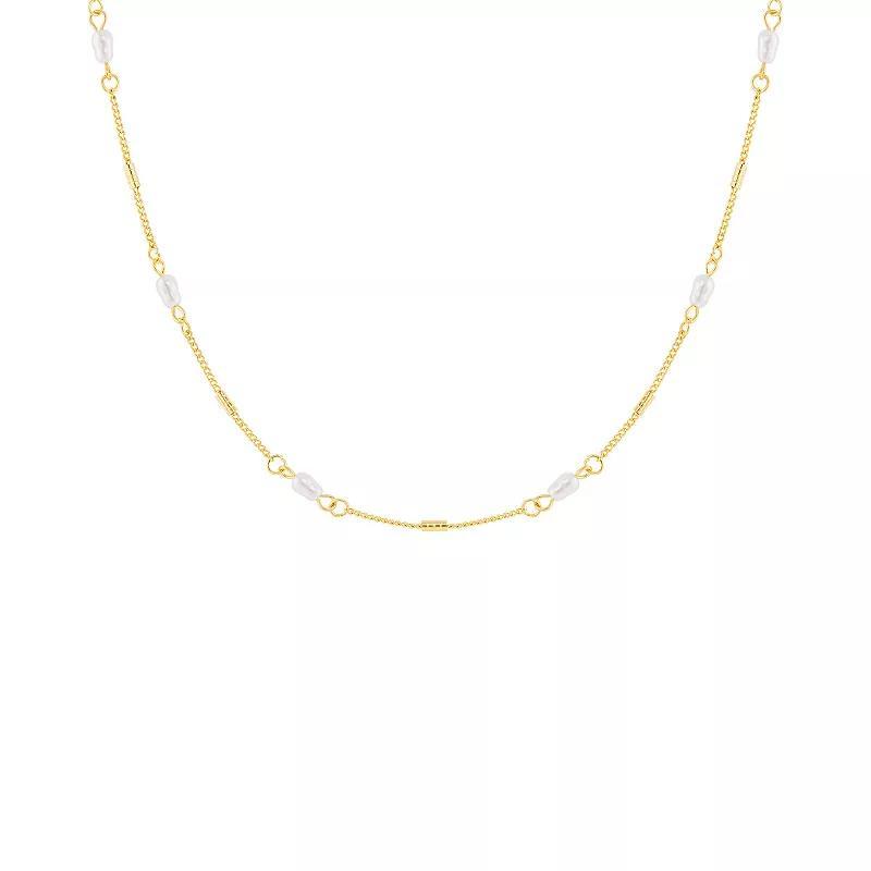 Emberly Gold Tone Simulated Pearl Oval and Bar Station Cable Chain Necklace, Womens Yellow Gold Tone Product Image